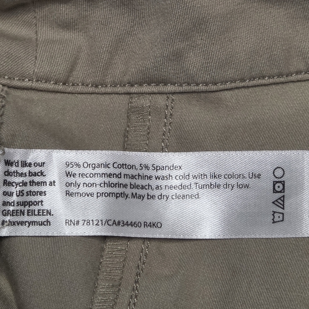Eileen Fisher Organic Cotton Straight Leg Pants Khaki Tan Size Small - Picture 6 of 7